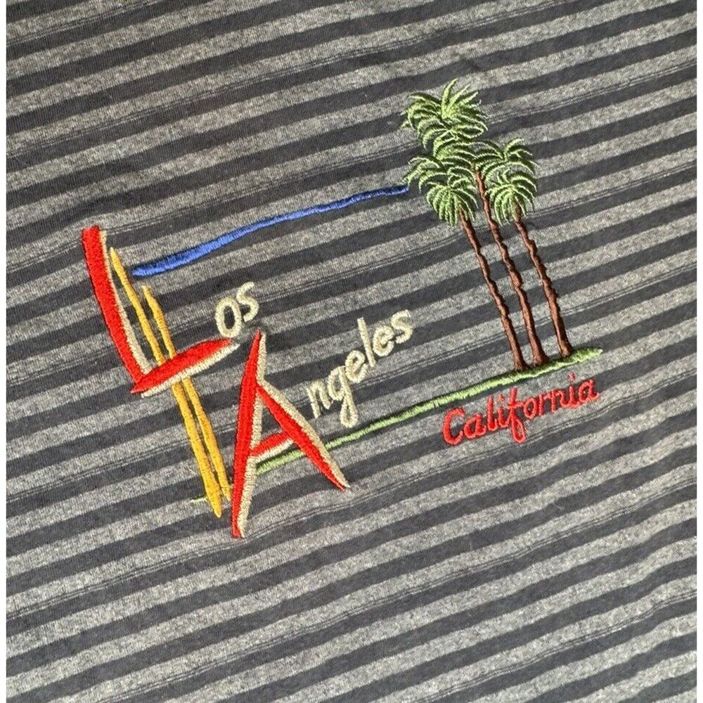 Vintage‎ 80s 90s Los Angeles California T Shirt Medium Blue Striped Retro